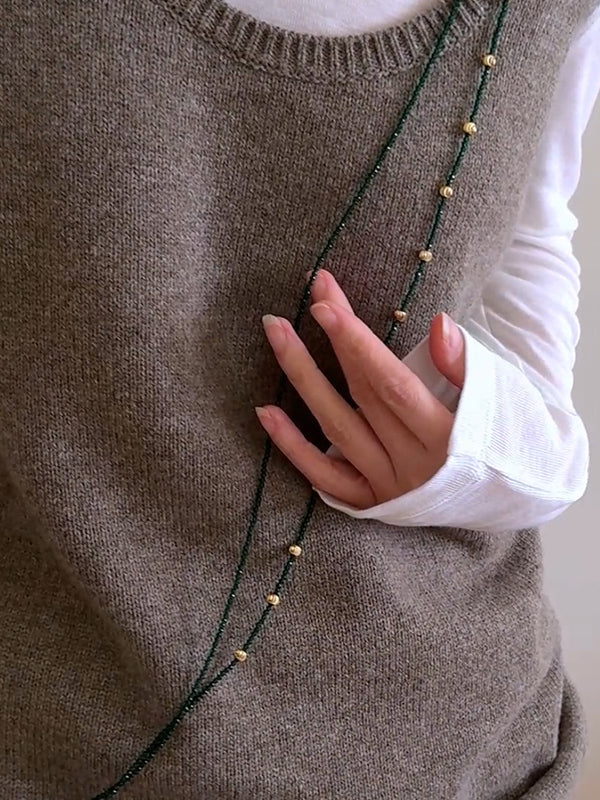 Green Long Stacking Necklace,Lumivault.