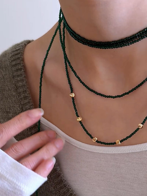 Green Long Stacking Necklace,Lumivault.