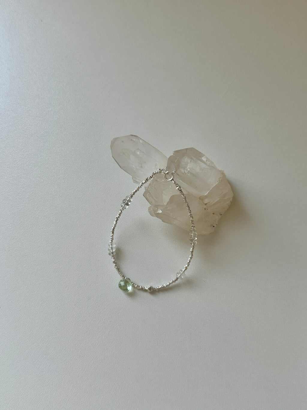 Green Grape Beaded Silver Bracelet,Lumivault.