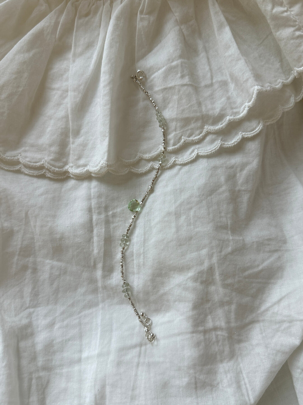 Green Grape Beaded Silver Bracelet,Lumivault.