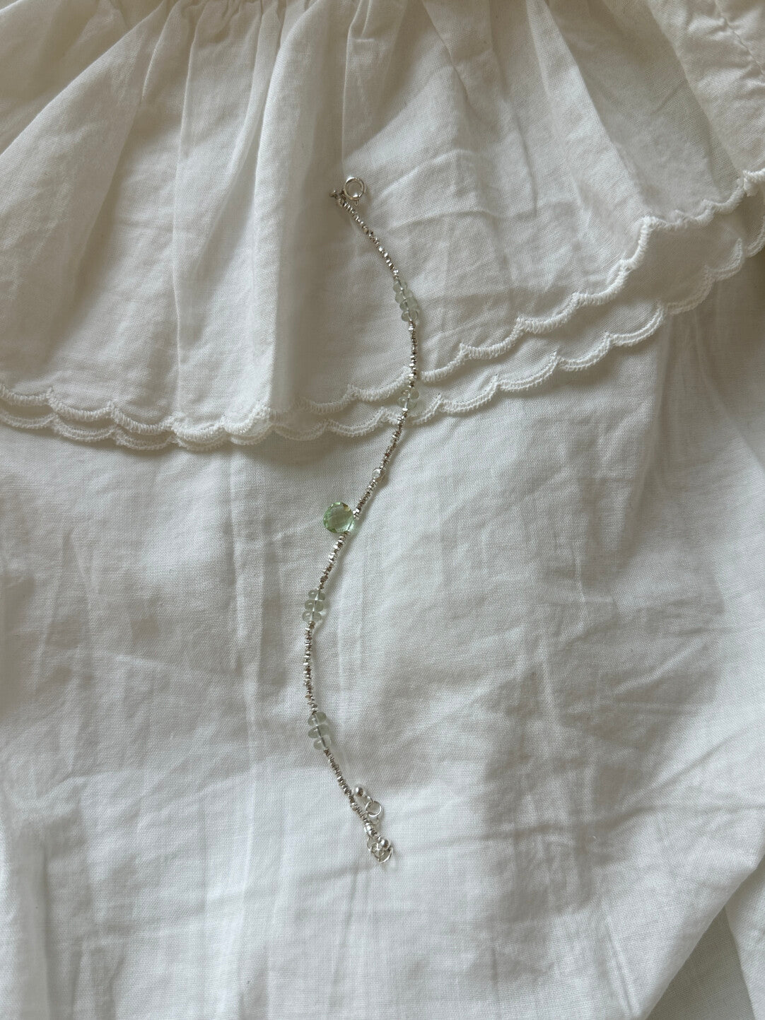 Green Grape Beaded Silver Bracelet,Lumivault.