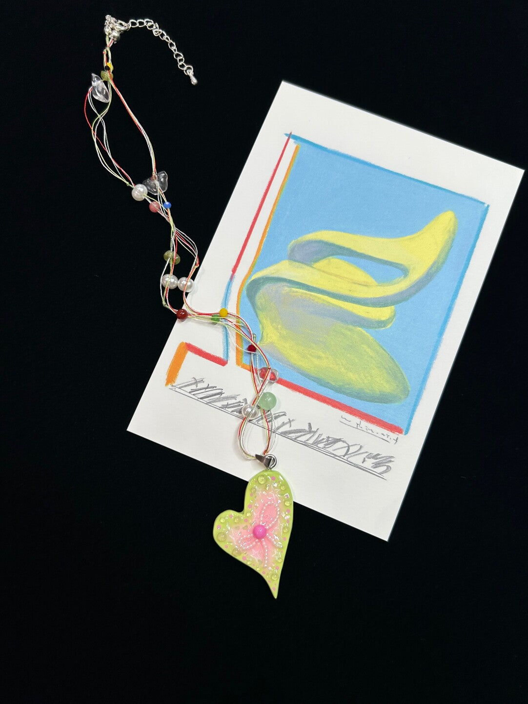 Guava Milkshake Irregular Heart Necklace,Lumivault.