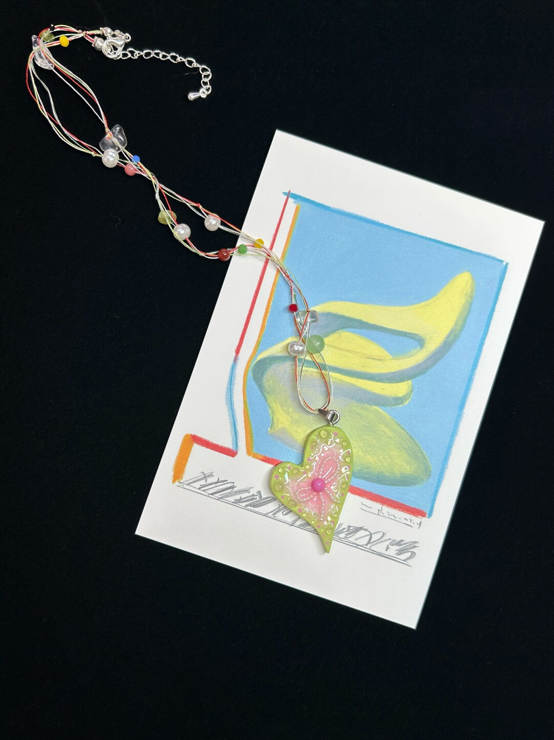 Guava Milkshake Irregular Heart Necklace,Lumivault.