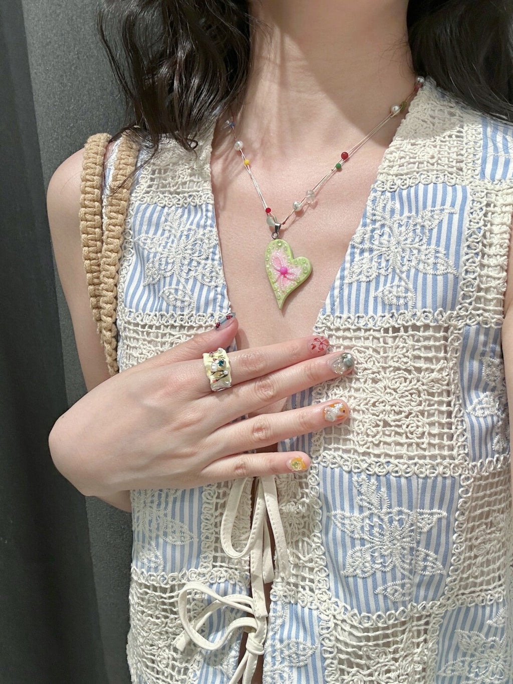 Guava Milkshake Irregular Heart Necklace,Lumivault.