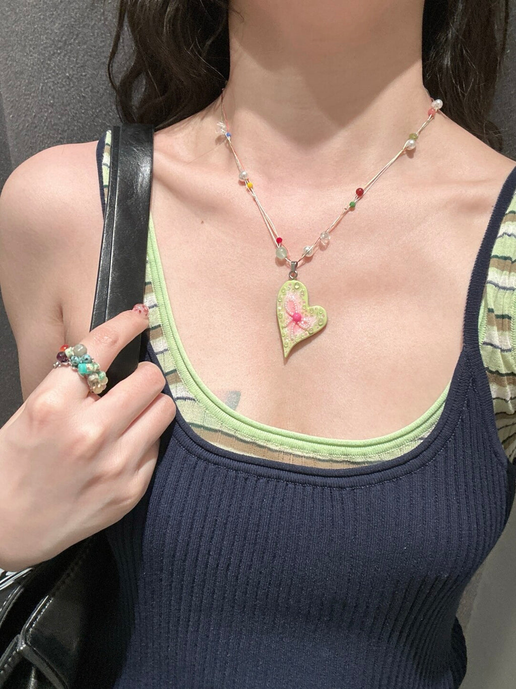 Guava Milkshake Irregular Heart Necklace,Lumivault.
