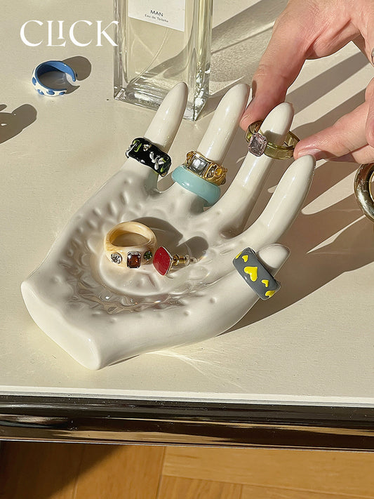 Hand Shaped Ceramic Ring Holder