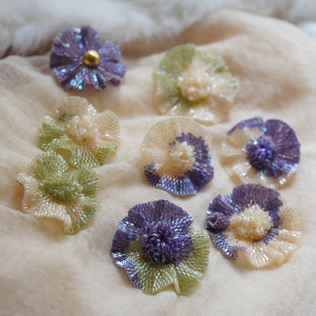 Handmade Beaded FLower Earrings,Lumivault.