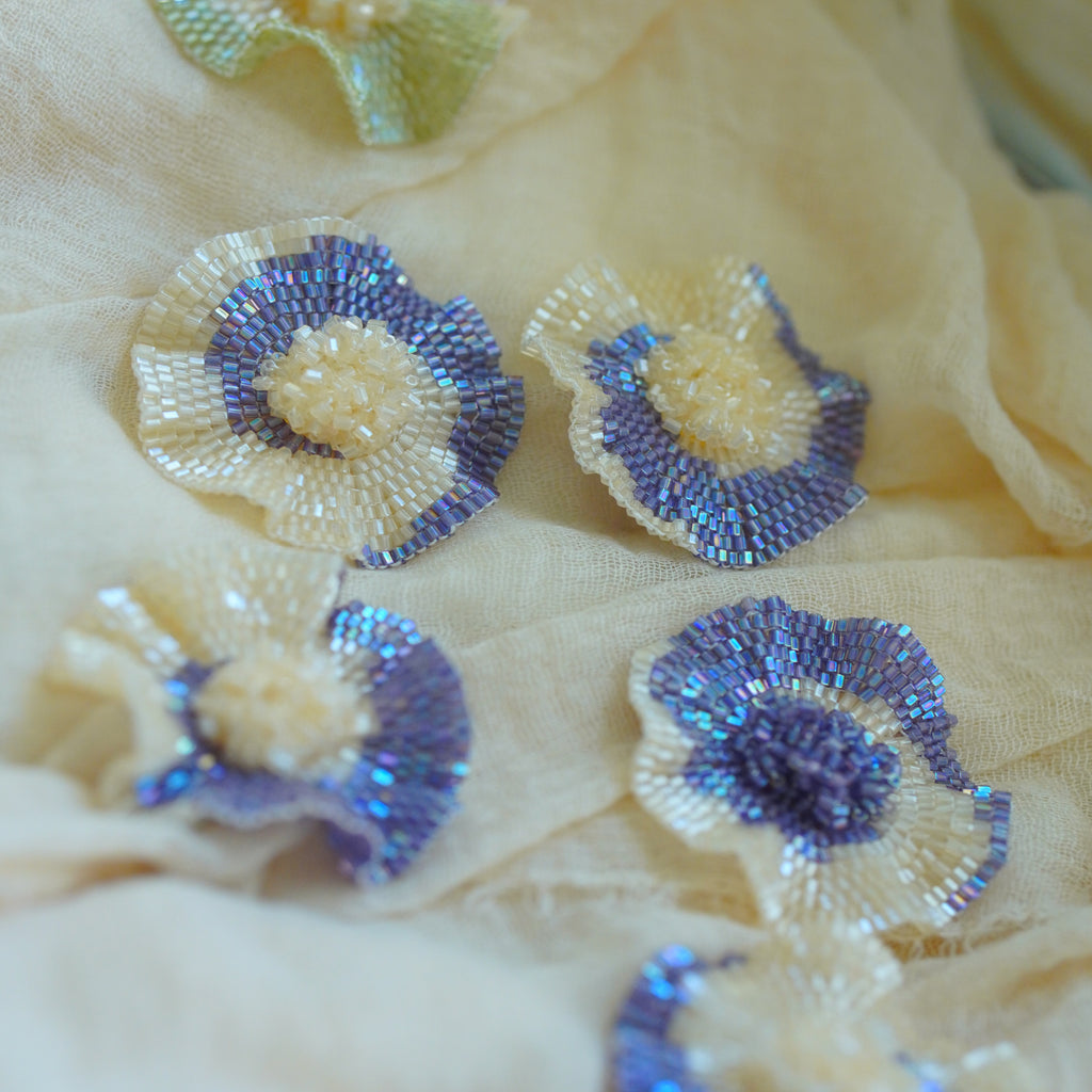 Handmade Beaded FLower Earrings,Lumivault.