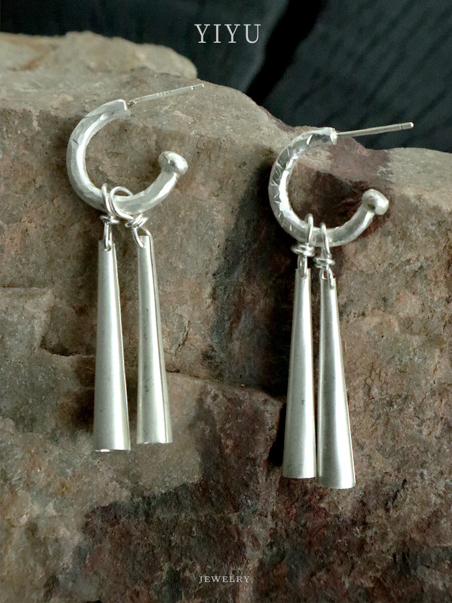 Handmade Bell Silver Earrings,Lumivault.