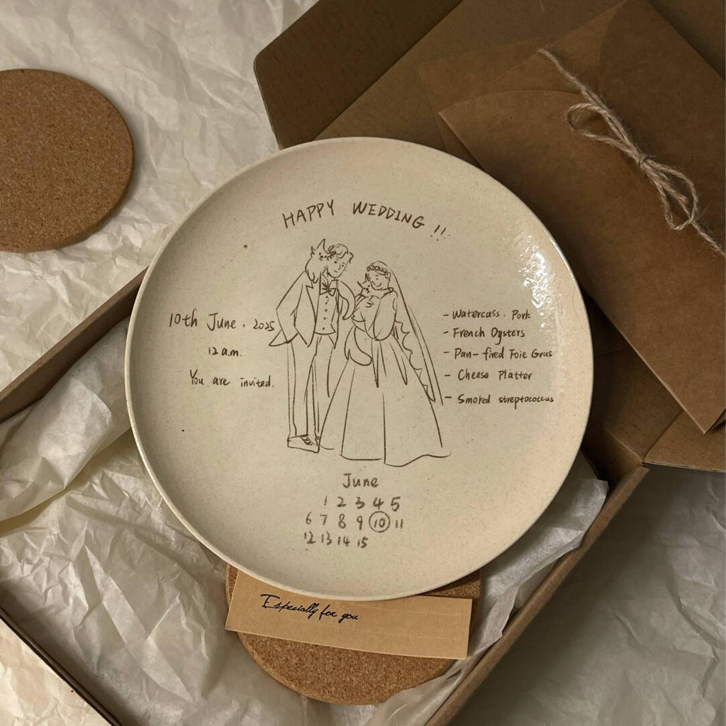 Handmade Birthday & Wedding Anniversary Plates,Wedding Anniversary #4,Lumivault.