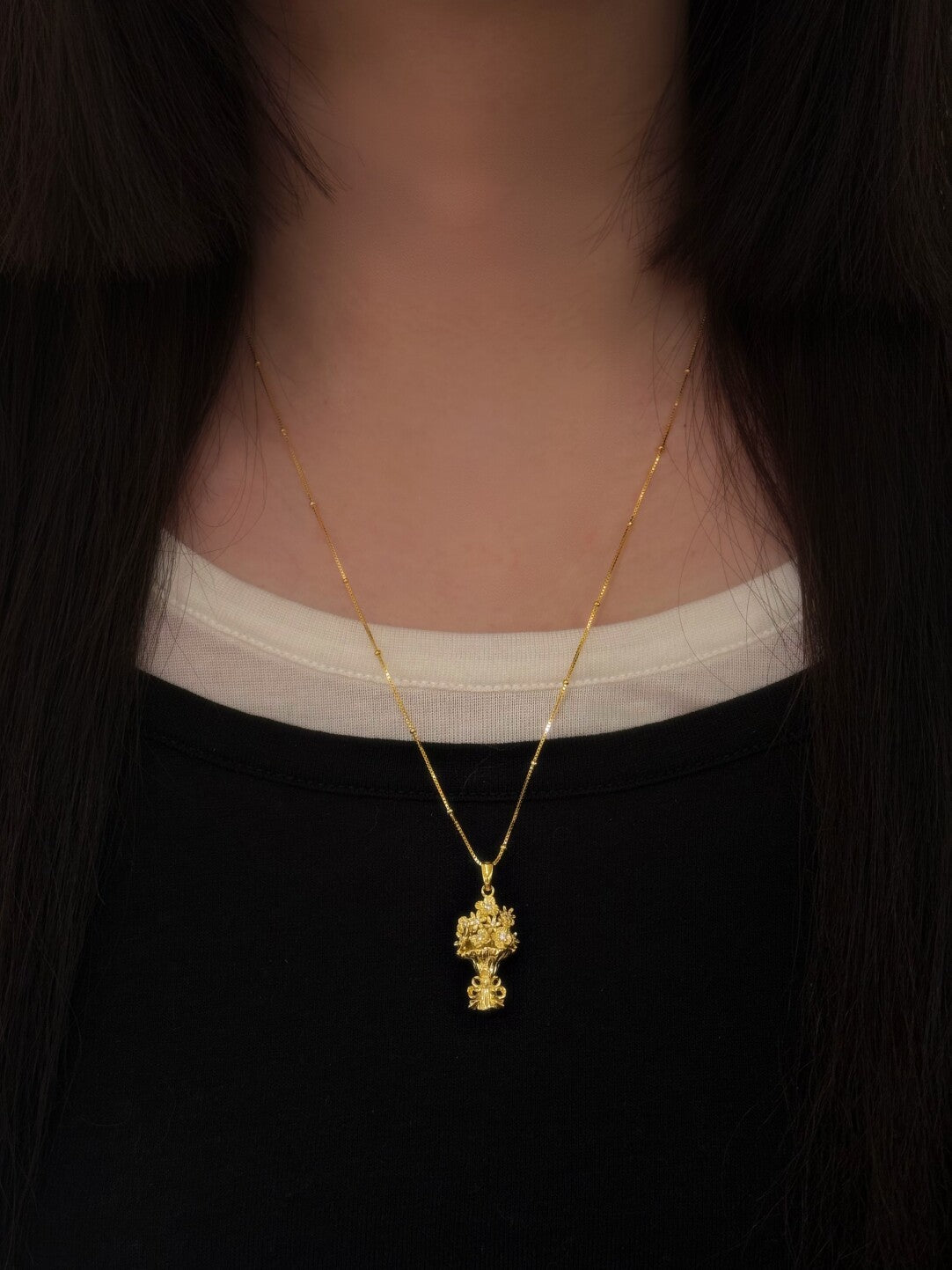 Handmade Bouquet Luxury Necklace,Gold,Lumivault.