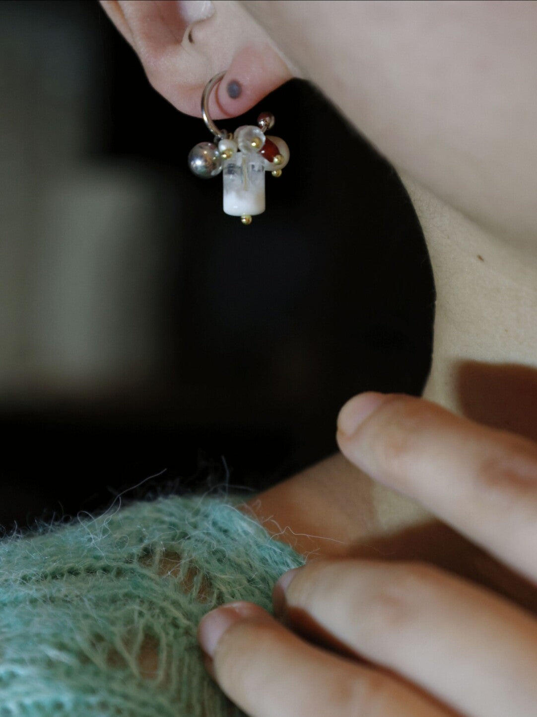Handmade Edelweiss Beaded Earrings,Lumivault.
