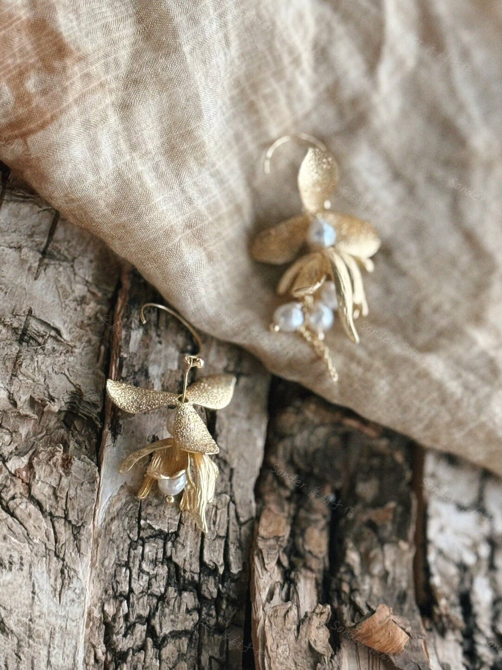 Handmade Floral Freshwater Pearl Earrings,Lumivault.