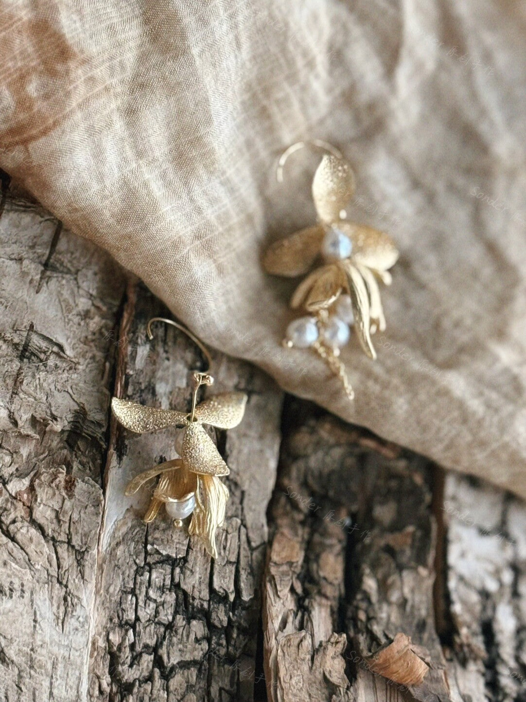Handmade Floral Freshwater Pearl Earrings,Lumivault.
