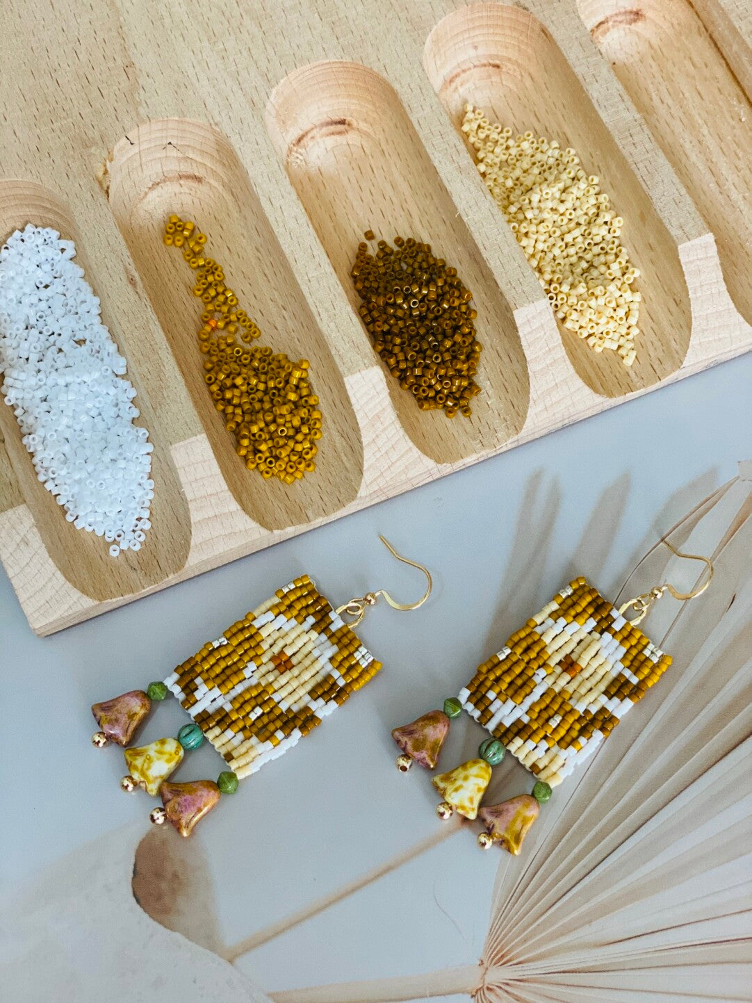 Handmade Flower MIYUKI Beaded Earrings,Lumivault.