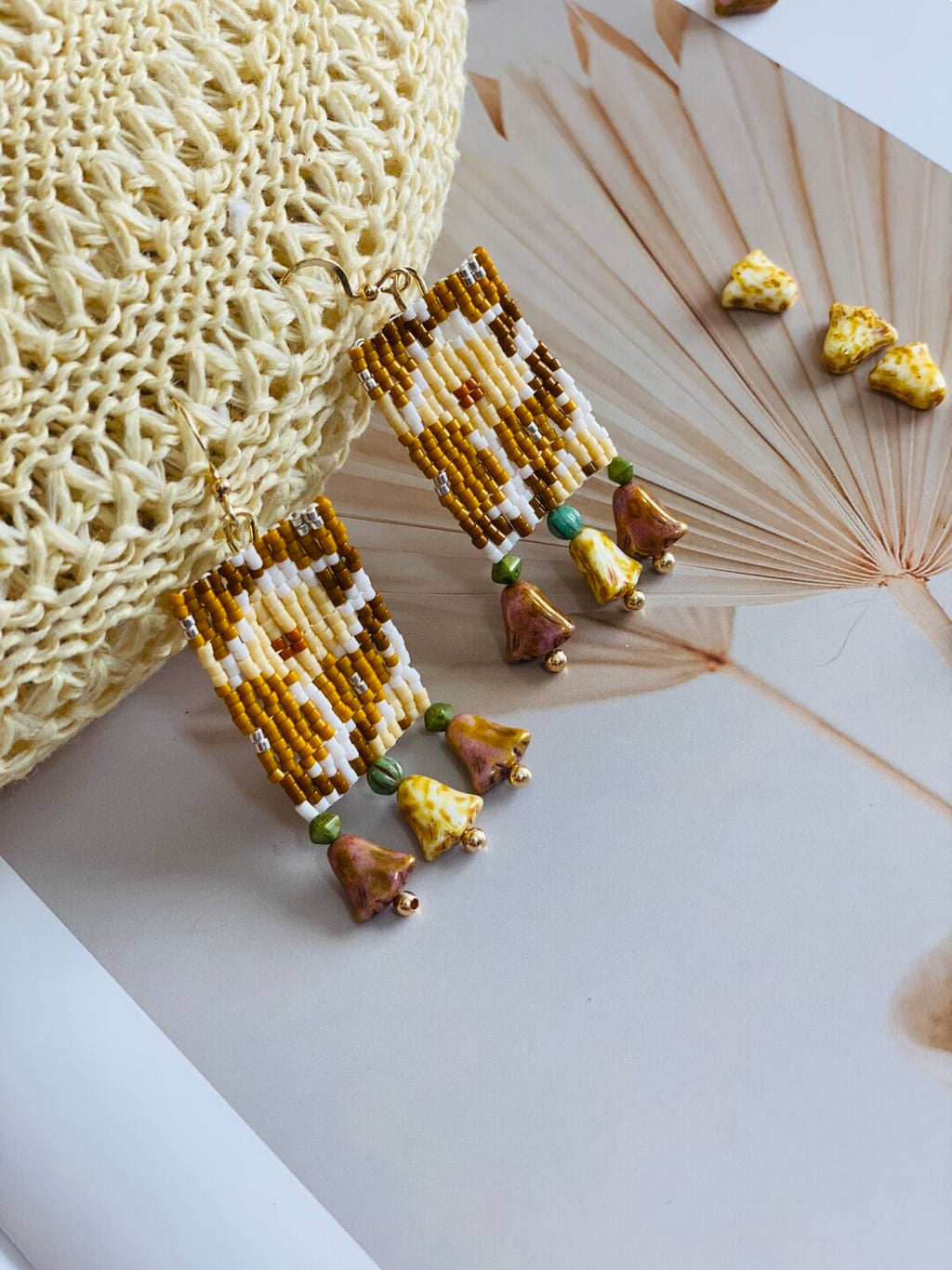 Handmade Flower MIYUKI Beaded Earrings,Lumivault.