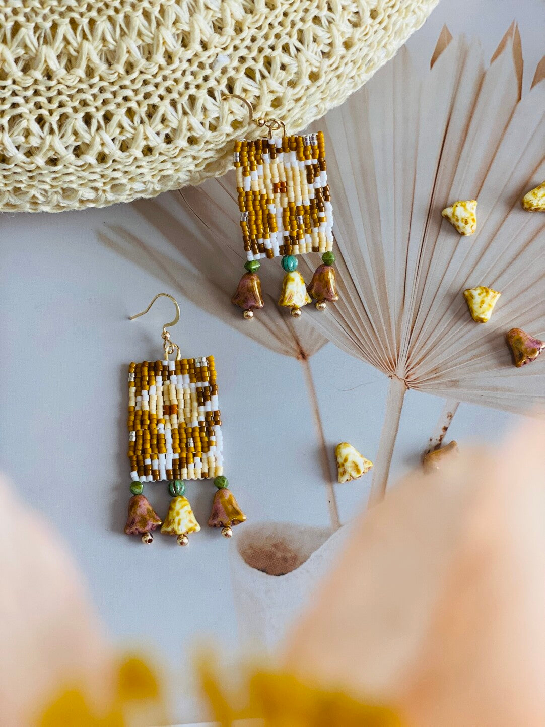 Handmade Flower MIYUKI Beaded Earrings,Lumivault.