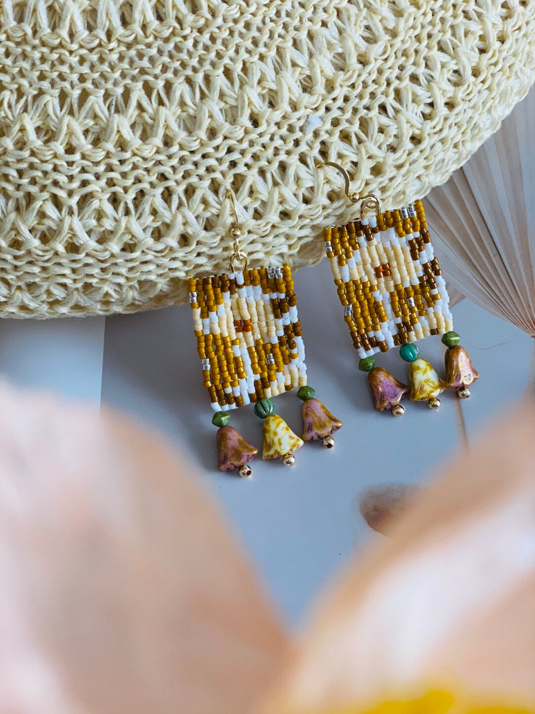 Handmade Flower MIYUKI Beaded Earrings,Lumivault.