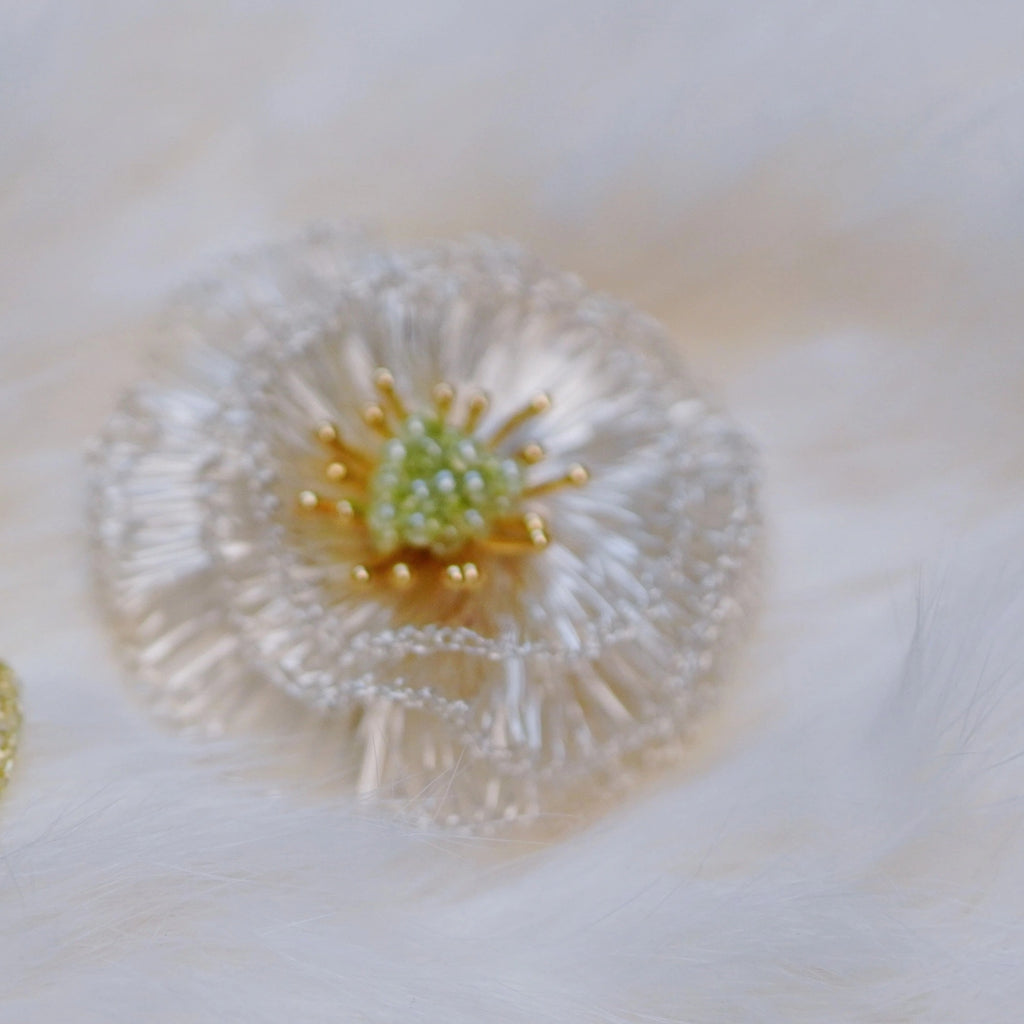 Handmade Metal Woven Flower Earrings,Lumivault.