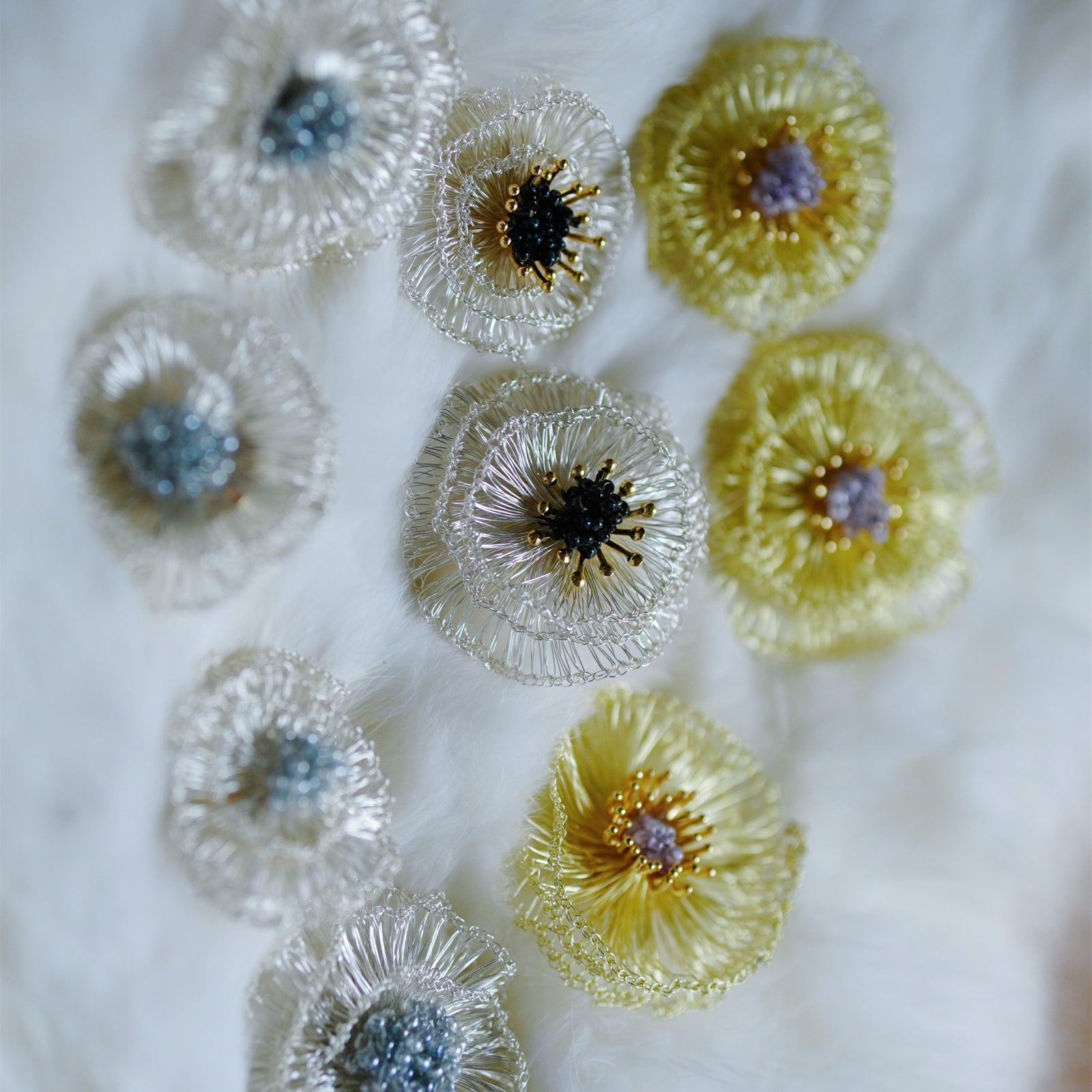 Handmade Metal Woven Flower Earrings,Lumivault.