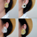 Handmade Metal Woven Flower Earrings,Lumivault.