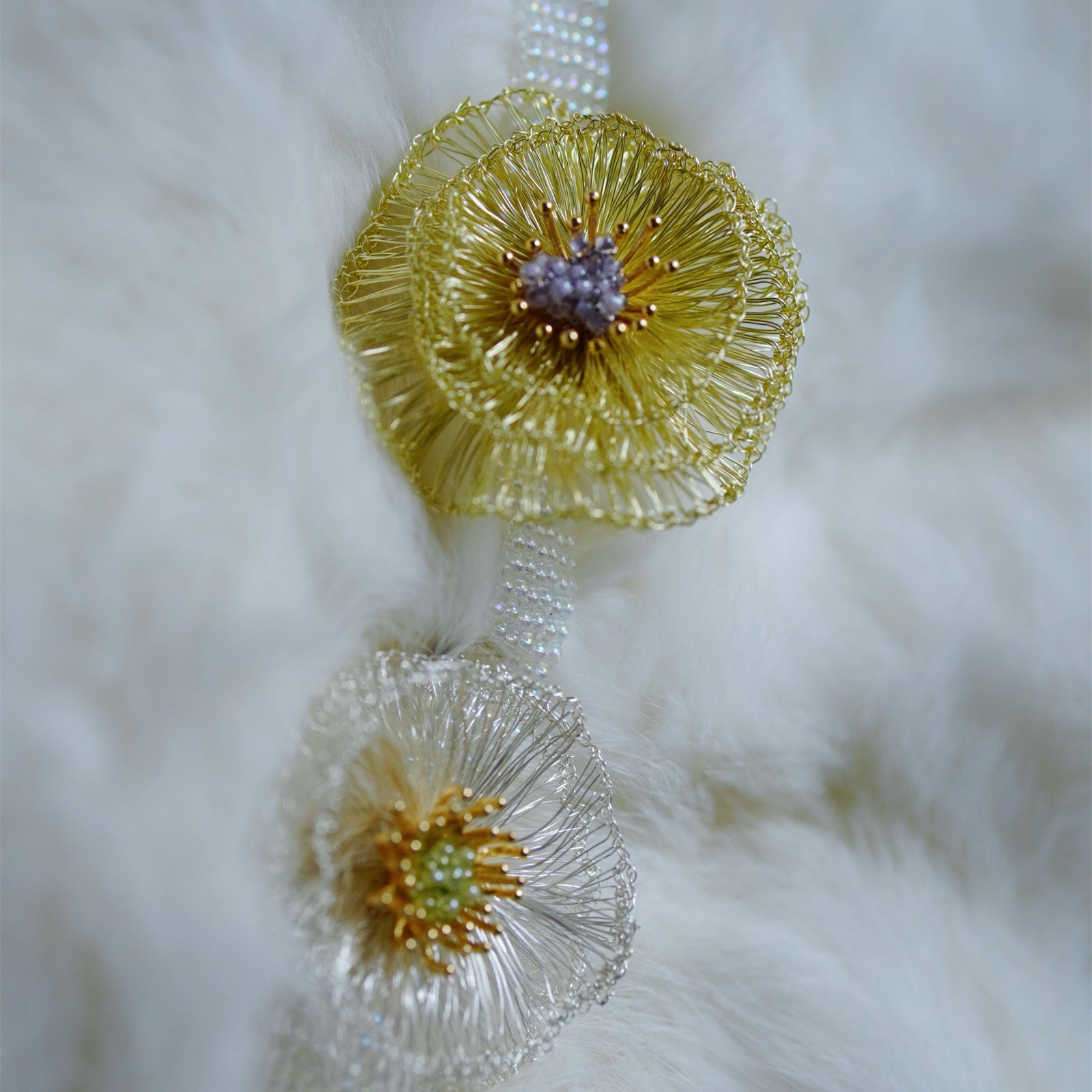 Handmade Metal Woven Flower Earrings,Lumivault.