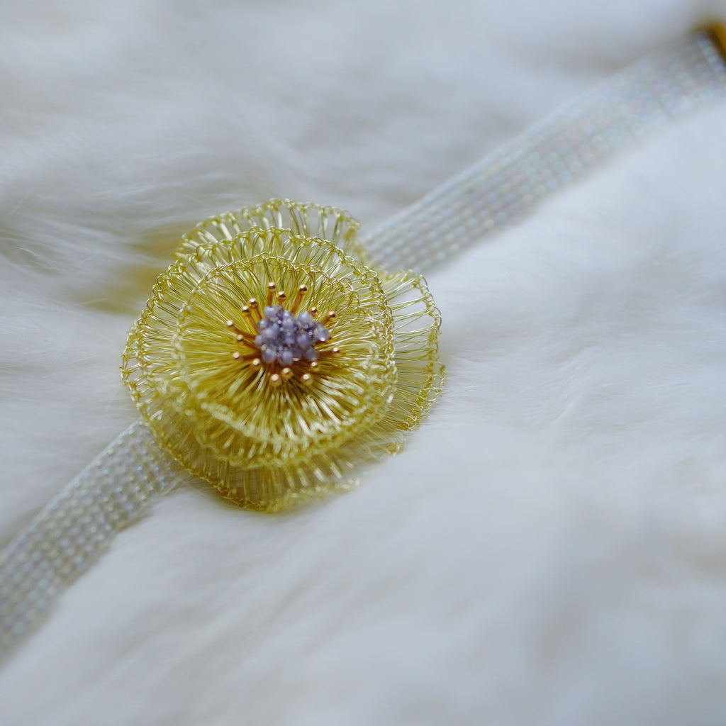Handmade Metal Woven Flower Earrings,Lumivault.