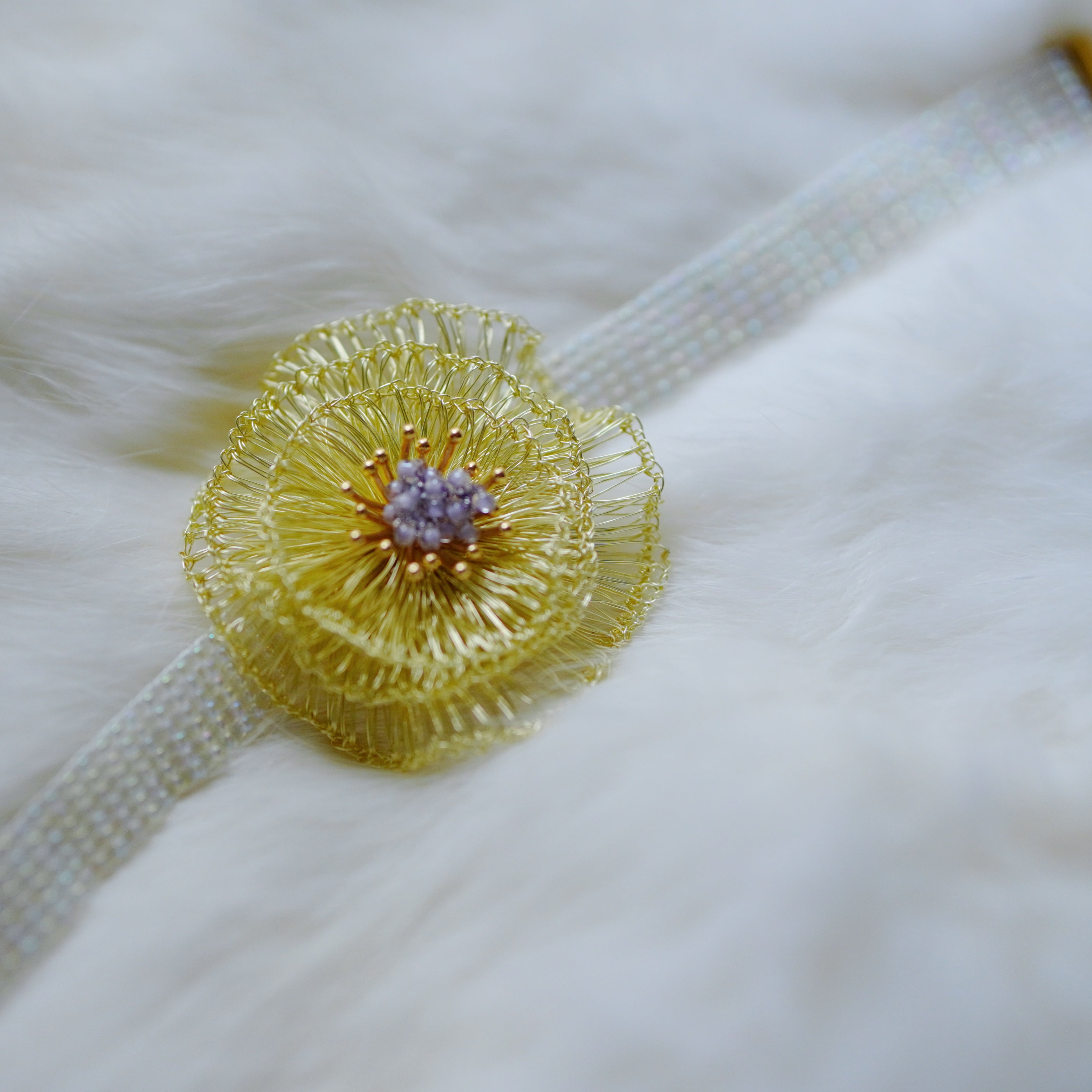 Handmade Metal Woven Flower Earrings,Lumivault.