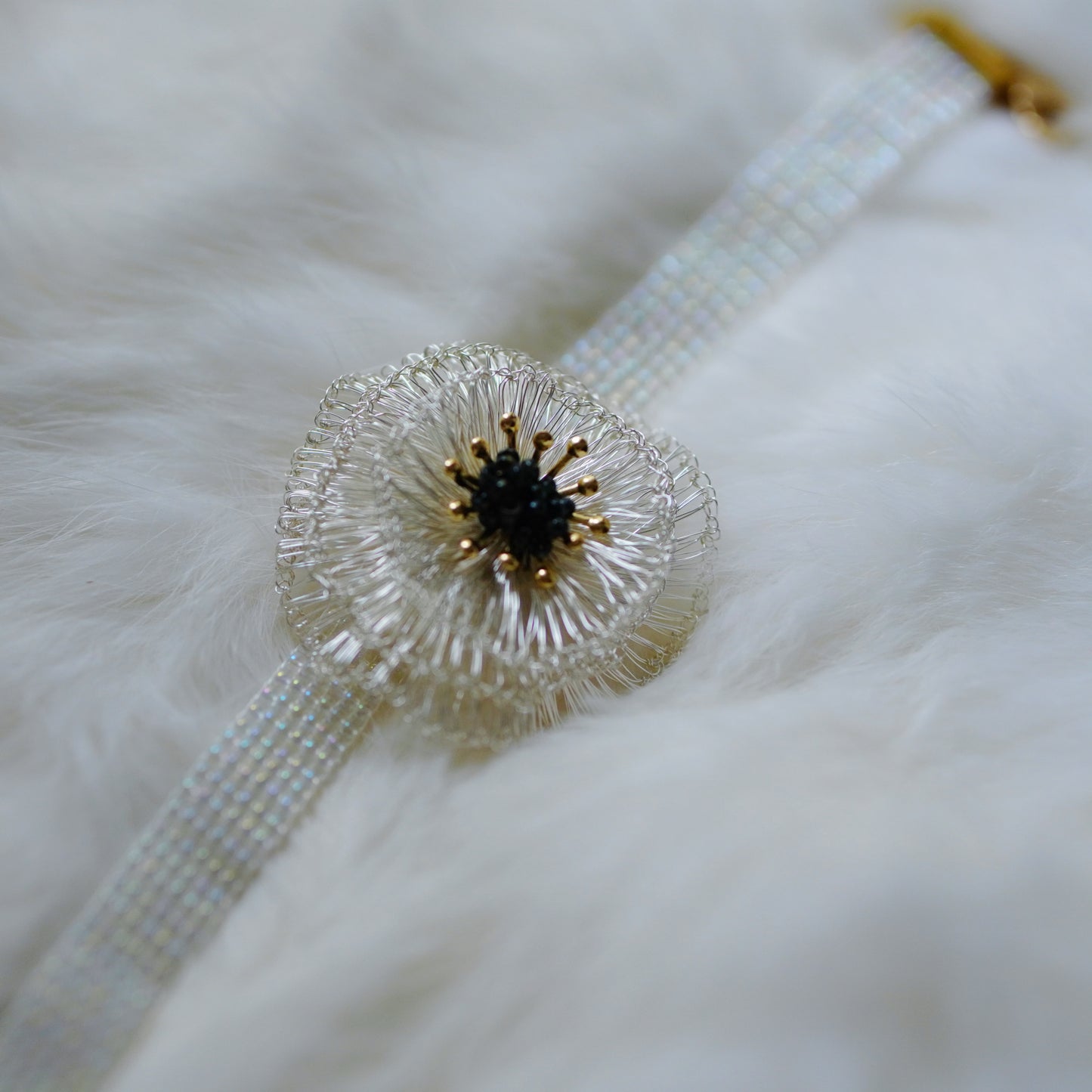 Handmade Metal Woven Flower Earrings