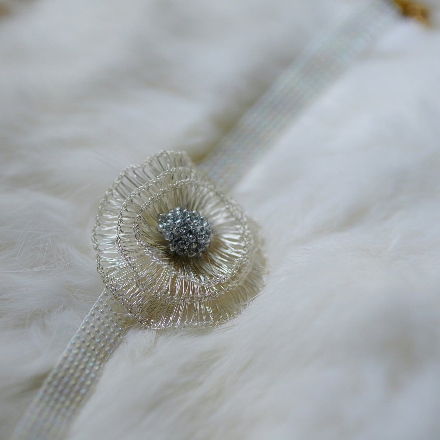 Handmade Metal Woven Flower Earrings