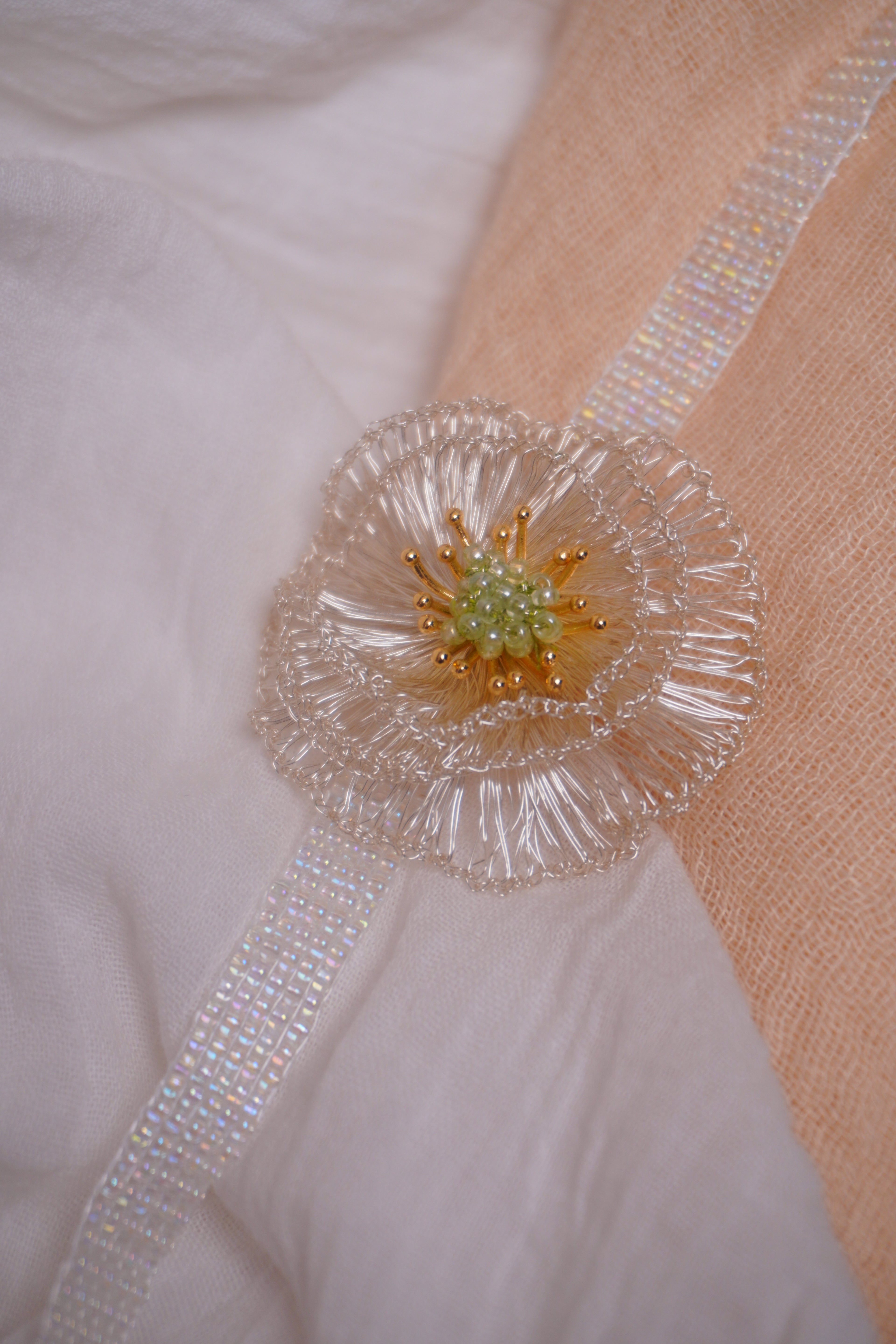 Handmade Metal Woven Flower Earrings,Lumivault.