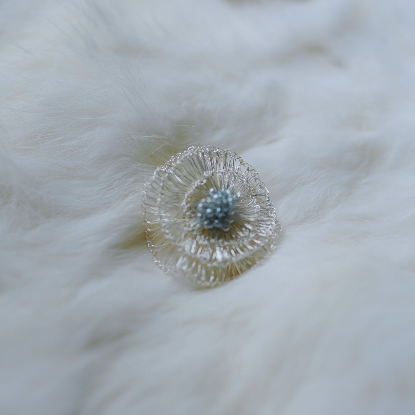 Handmade Metal Woven Flower Earrings