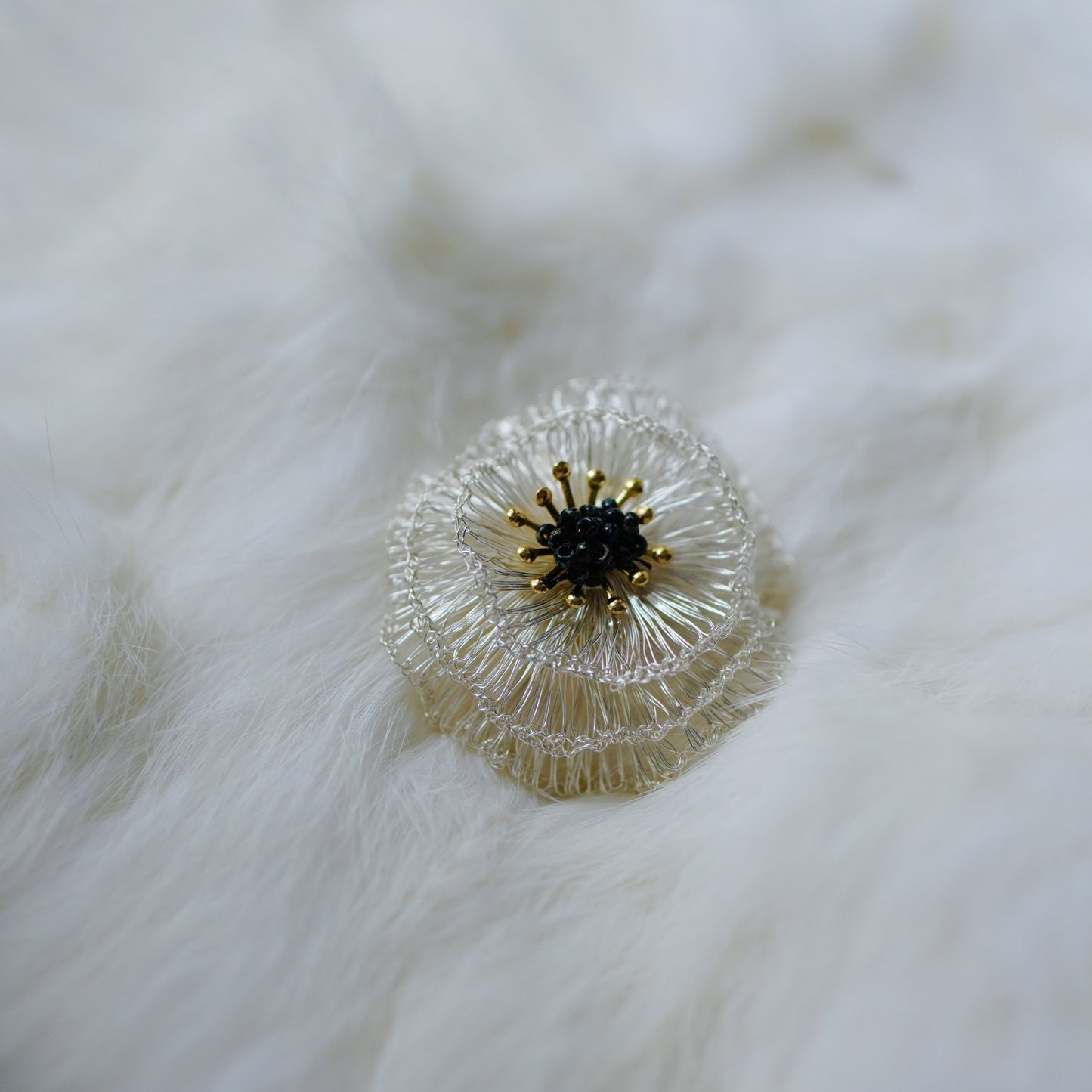 Handmade Metal Woven Flower Earrings