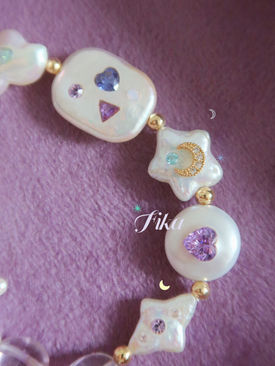Handmade Purple Wish Star Beaded Bracelet,Lumivault.