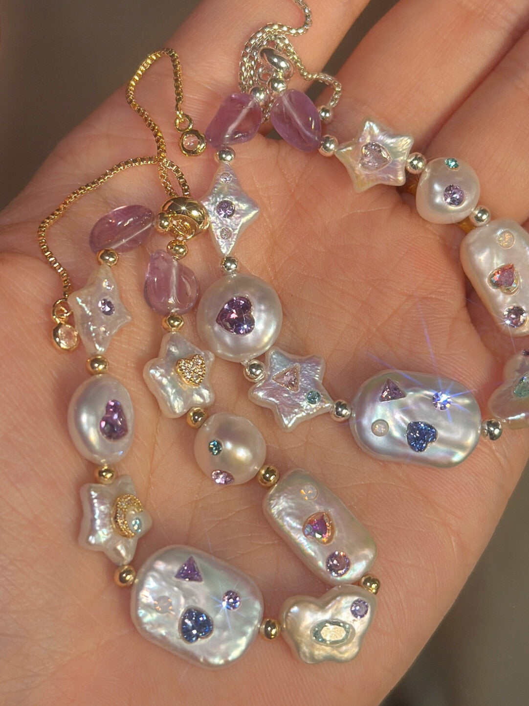 Handmade Purple Wish Star Beaded Bracelet,Lumivault.
