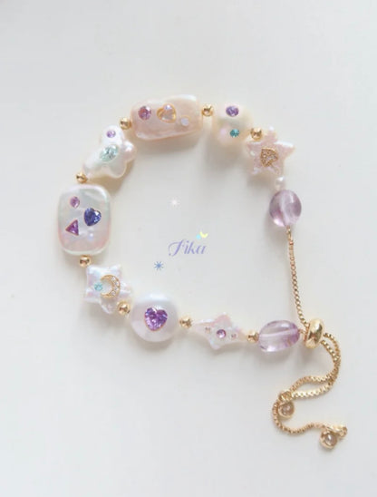 Handmade Purple Wish Star Beaded Bracelet