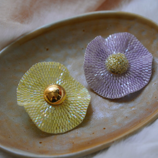 Handmade Seed Beaded Flower Earrings