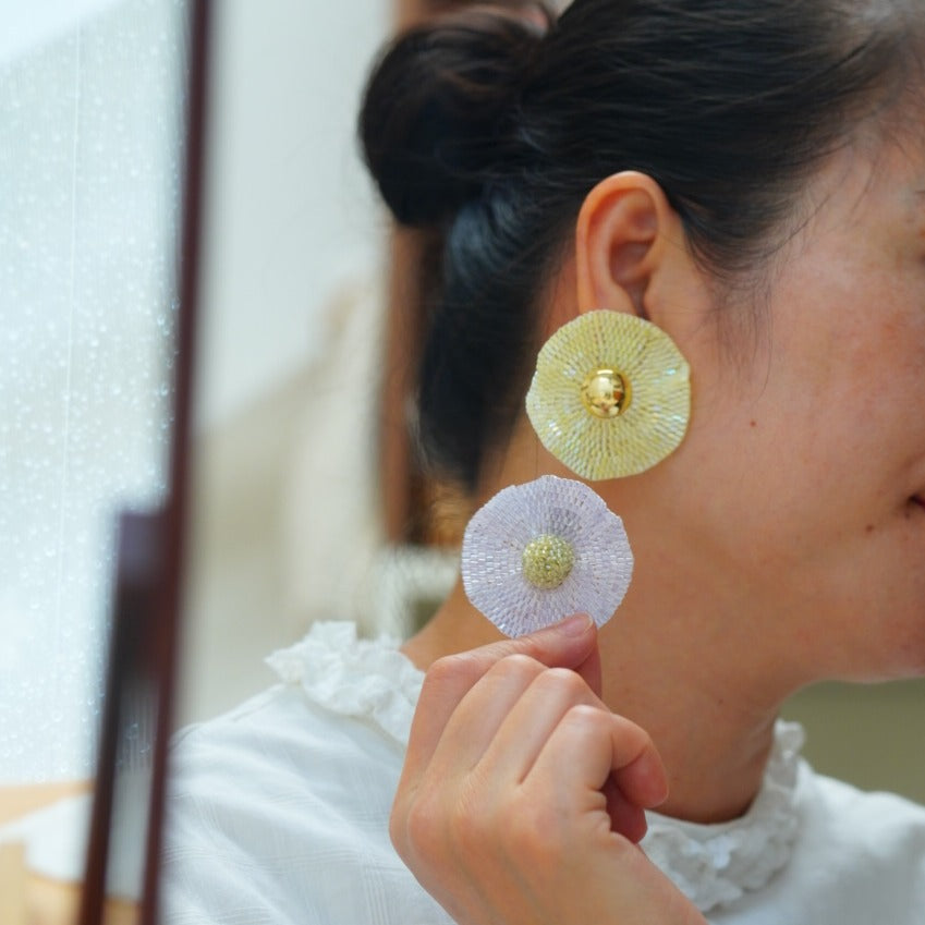 Handmade Seed Beaded Flower Earrings,Lumivault.