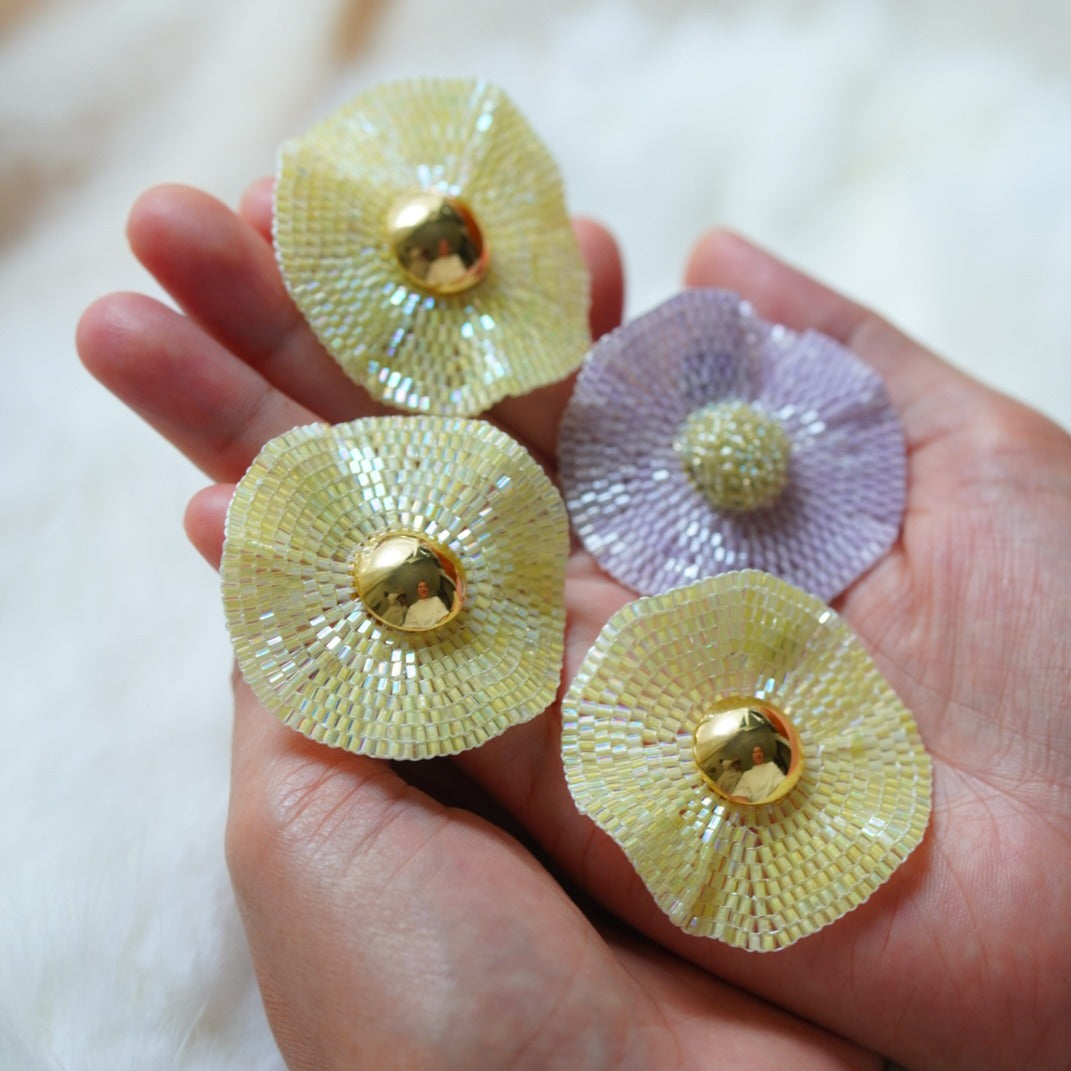Handmade Seed Beaded Flower Earrings,Lumivault.