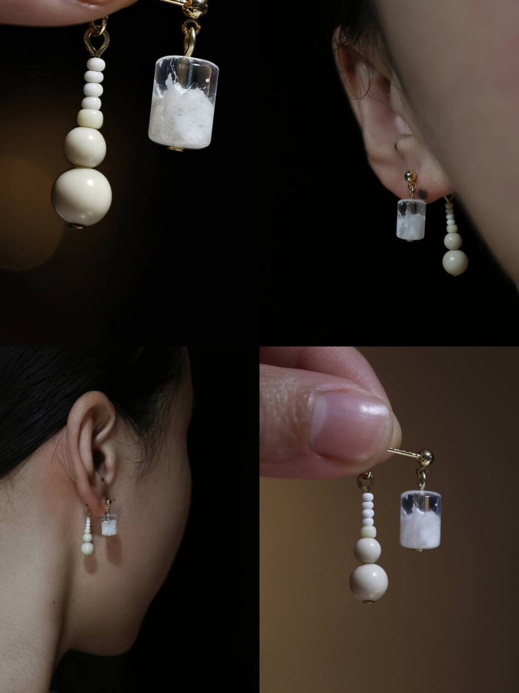 Handmade Snow Beaded Earrings,Lumivault.