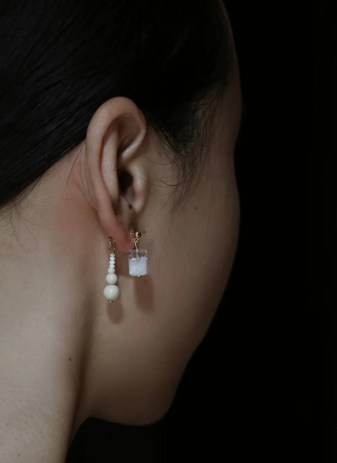 Handmade Snow Beaded Earrings