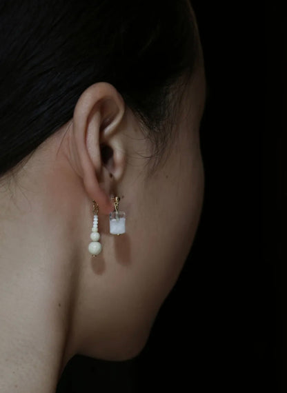 Handmade Snow Beaded Earrings