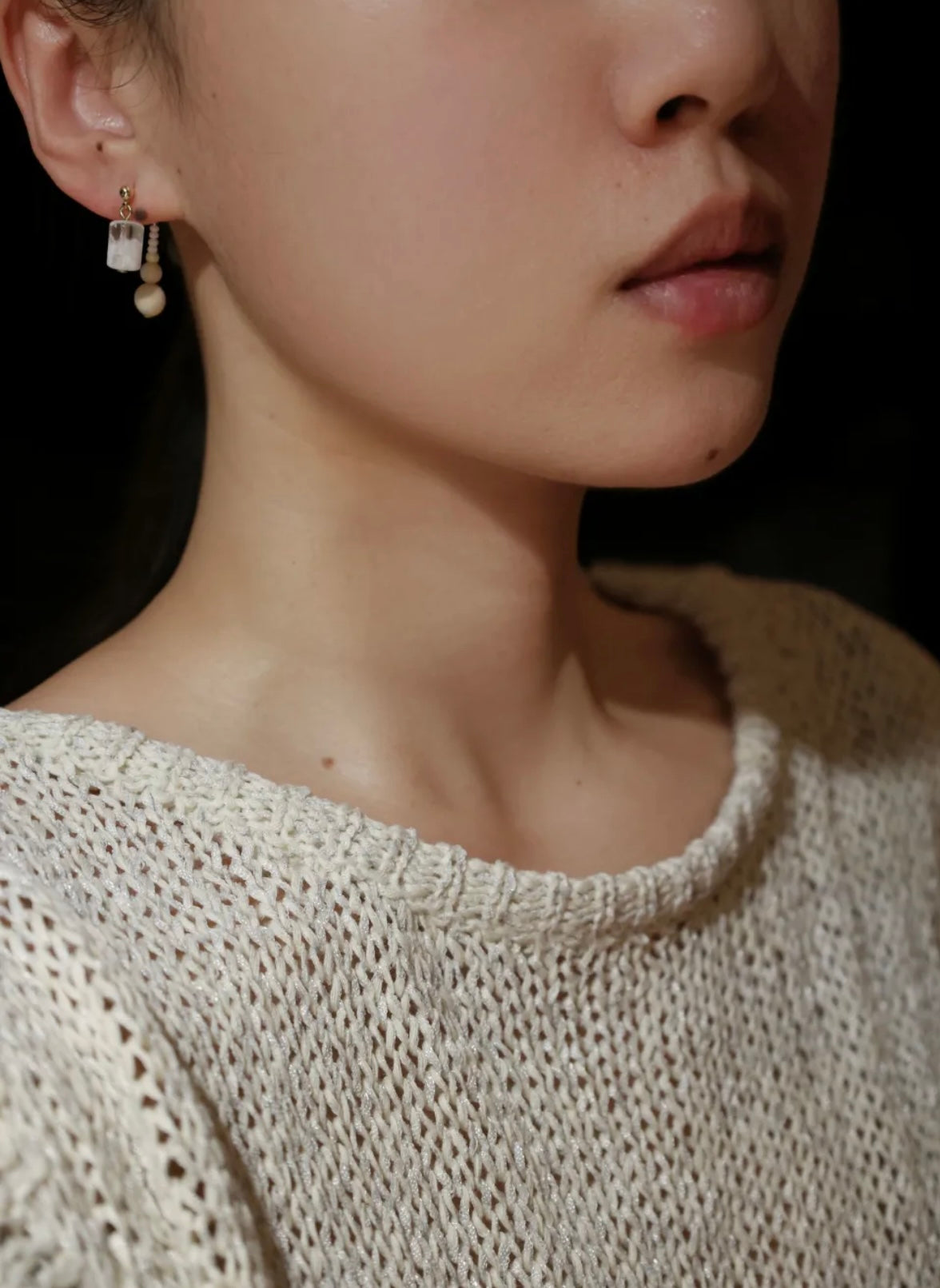 Handmade Snow Beaded Earrings,Lumivault.