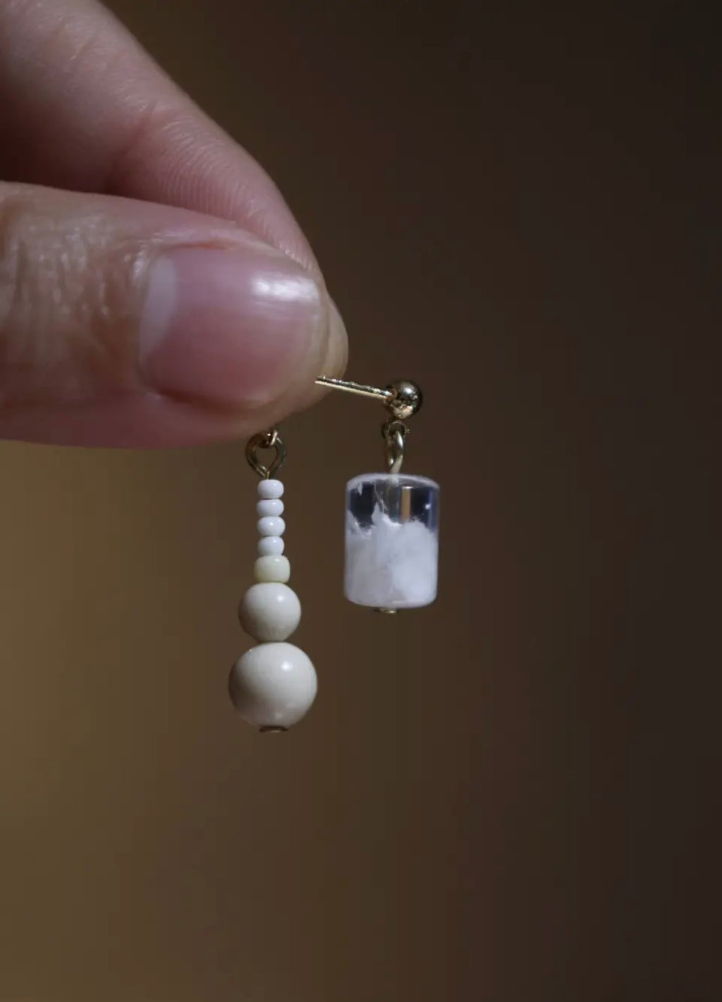 Handmade Snow Beaded Earrings,Lumivault.