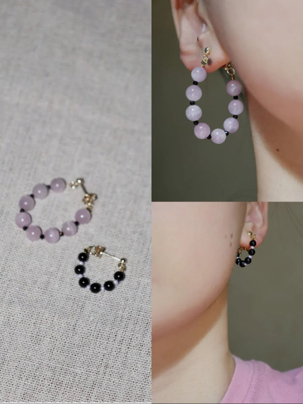 Handmade Summer Light Purple Asymmetrical Earrings,Lumivault.