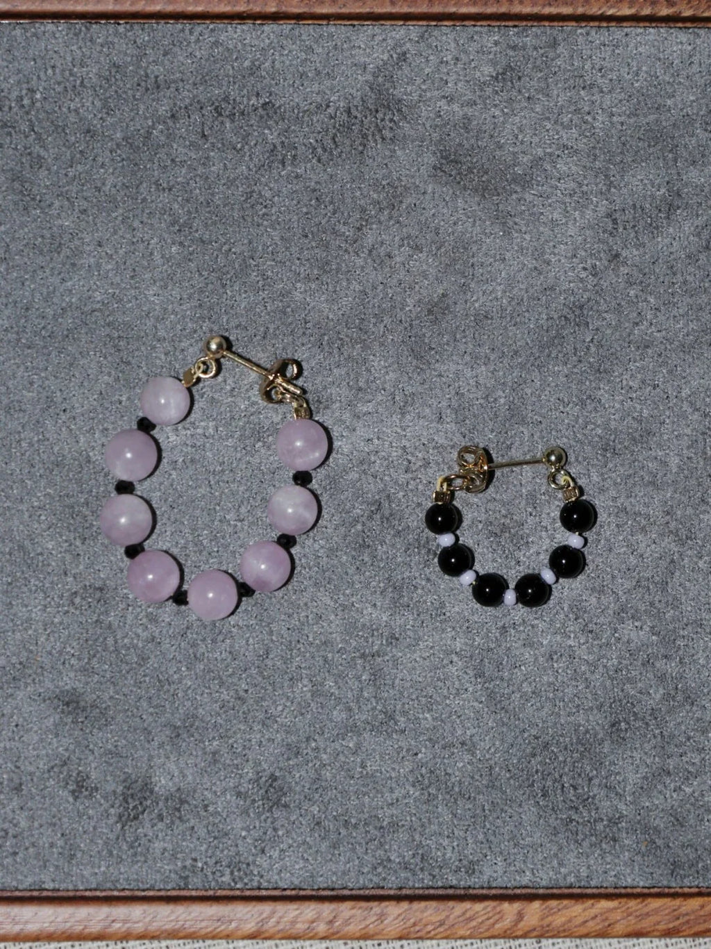 Handmade Summer Light Purple Asymmetrical Earrings,Asymmetrical Pair,Lumivault.