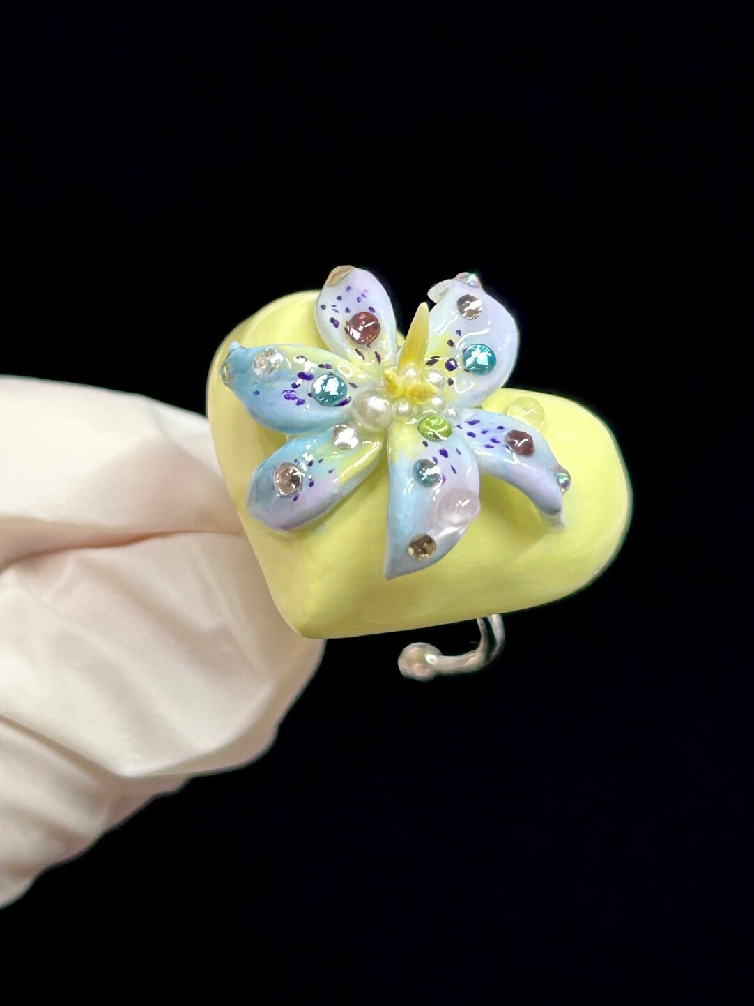 Heart Lily Orchid Ring,Yellow,Lumivault.
