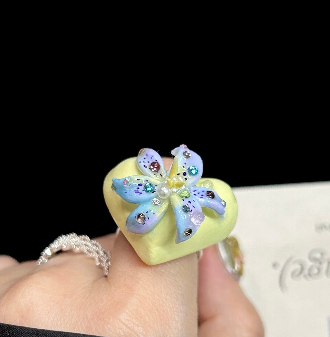 Heart Lily Orchid Ring,Lumivault.