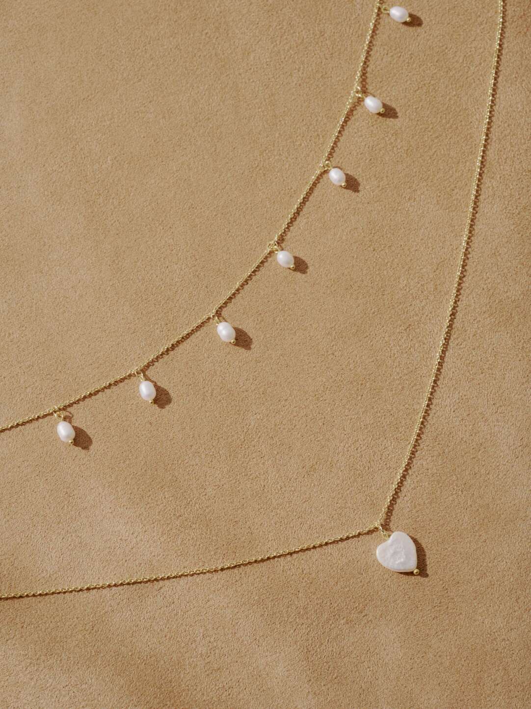 Heart Pearl Stacking Necklace,Set,Lumivault.