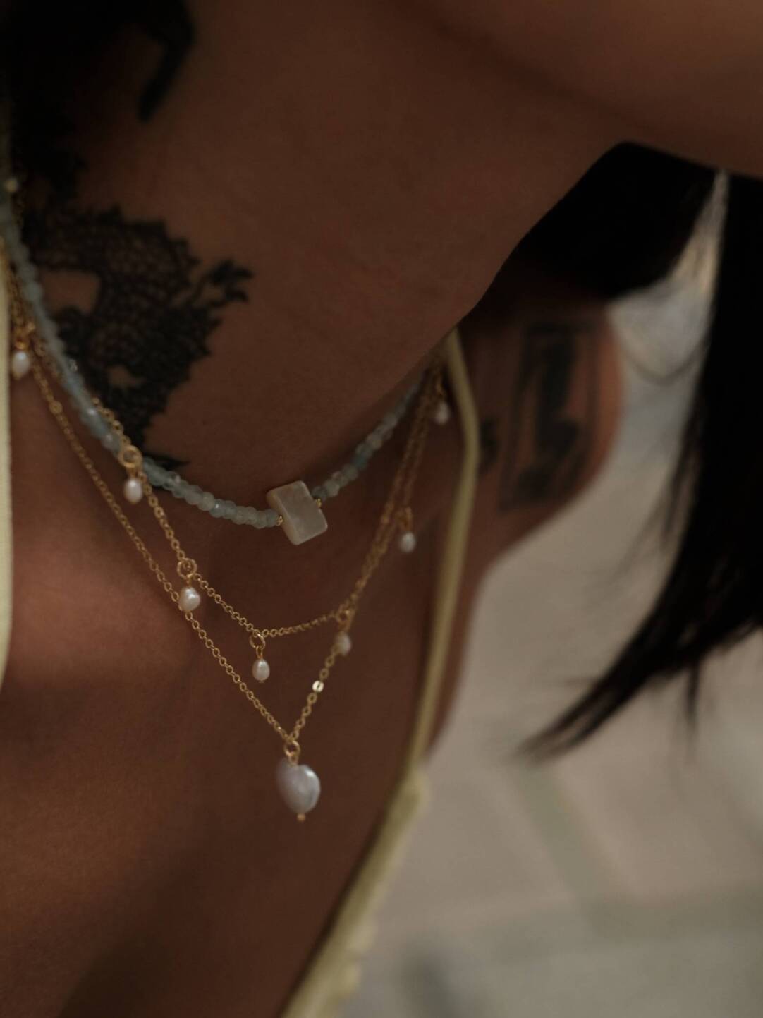 Heart Pearl Stacking Necklace,Lumivault.